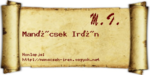 Manácsek Irén névjegykártya